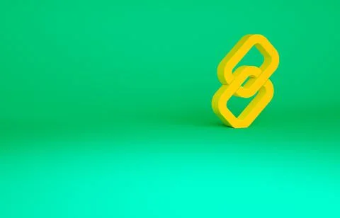 Orange Chain link icon isolated on green background. Link single. Hyperlink c 스톡 일러스트