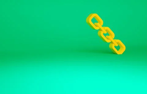 Orange Chain link icon isolated on green background. Link single. Hyperlink c Stock Illustration