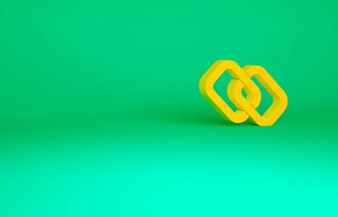 Orange Chain link icon isolated on green background. Link single. Hyperlink c Stock Illustration