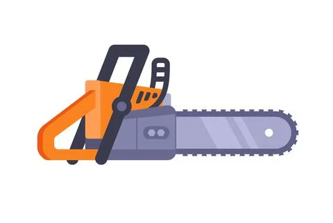 Orange chainsaw for cutting trees in the forest. Stock Illustration