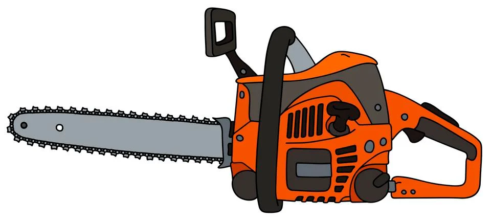 Orange chainsaw Stock Illustration