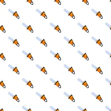 Orange chainsaws repeating diagonal pattern for wallpaper Stock Illustration