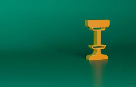 Orange Chair icon isolated on green background. Minimalism concept. 3D render Stock Illustration