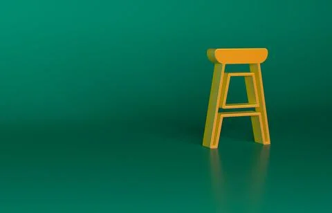 Orange Chair icon isolated on green background. Minimalism concept. 3D render Stock Illustration