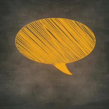 Orange chalk speech bubble in hatch, grunge background Stock-Illustration