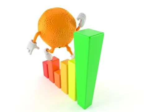 Orange character with chart Stock Illustration