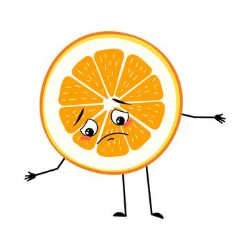 Orange character with sad emotion Illustrazione stock