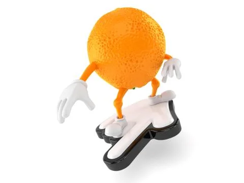Orange character surfing on cursor Stock Illustration