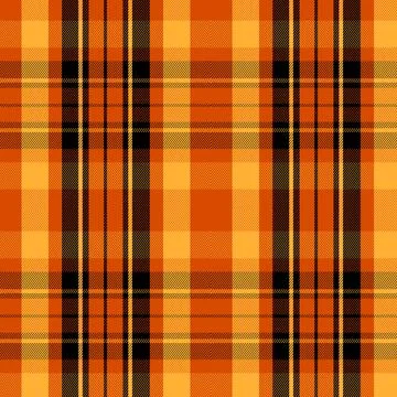 Orange Check Black Background Seamless Plaid Textile Pattern Stock Illustration