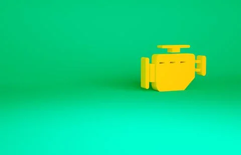 Orange Check engine icon isolated on green background. Minimalism concept. 3d Stock Illustration