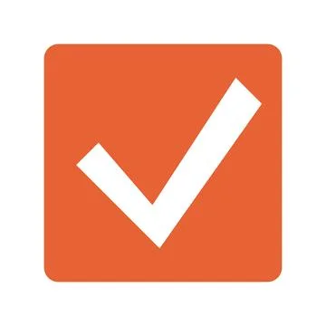 Orange checkbox icon. Vector. It means success or confirmation. Stock Illustration