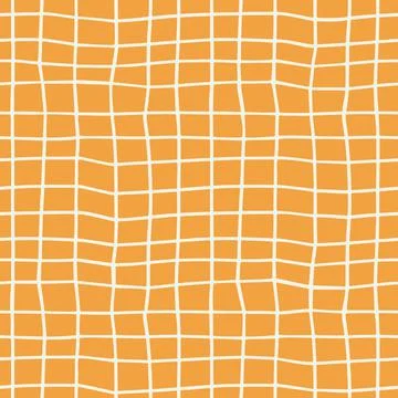 Orange checkered vector pattern. Hand draw tablecloth texture. Stock Illustration