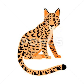 Orange Cheetah. Vector illustration on a white background. Stock Illustration