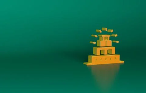 Orange Chichen Itza in Mayan icon isolated on green background. Ancient Mayan Ilustración de archivo