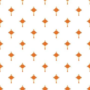 Orange chinese knot seamless pattern representing luck Stock Illustration