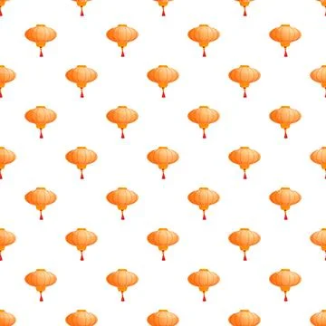 Orange chinese lanterns creating seamless celebration pattern Stock Illustration
