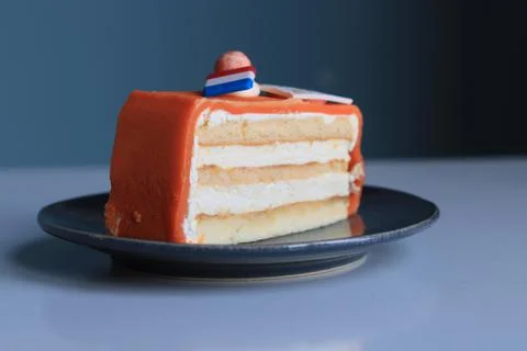 Orange chipolata pie slice, cake Stock Photos