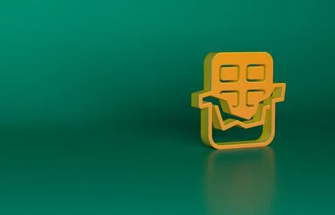 Orange Chocolate bar icon isolated on green background. Minimalism concept. 3D Stock Illustration