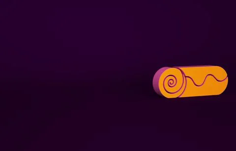 Orange Chocolate roll cake icon isolated on purple background. Minimalism Stock Illustration