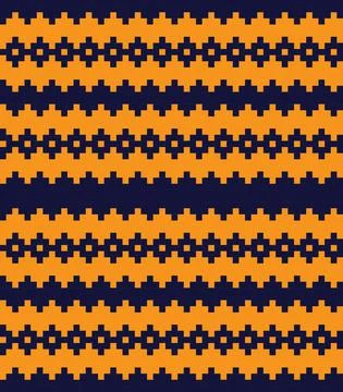 Orange Christmas Fair Isle Seamless Pattern Background Stock Illustration