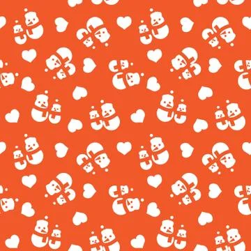 Orange Christmas Snowman seamless pattern background Stock Illustration