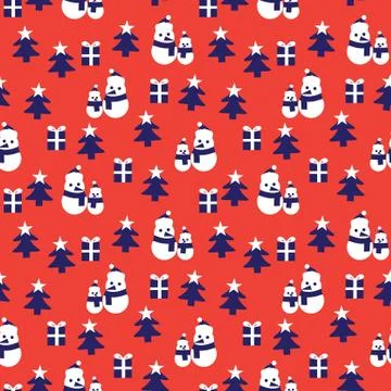 Orange Christmas Snowman seamless pattern background イラスト素材