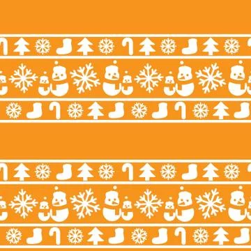 Orange Christmas Snowman seamless pattern background Stock Illustration