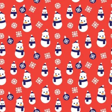 Orange Christmas Snowman seamless pattern background Illustrazione stock