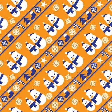 Orange Christmas Snowman seamless pattern background Stockillustratie