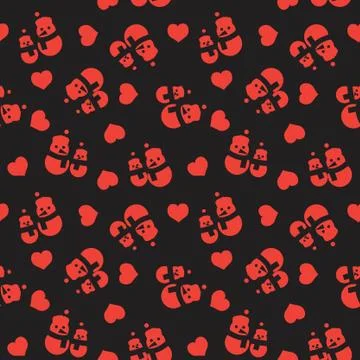 Orange Christmas Snowman seamless pattern background Illustrazione stock