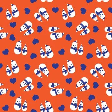 Orange Christmas Snowman seamless pattern background Stockillustratie