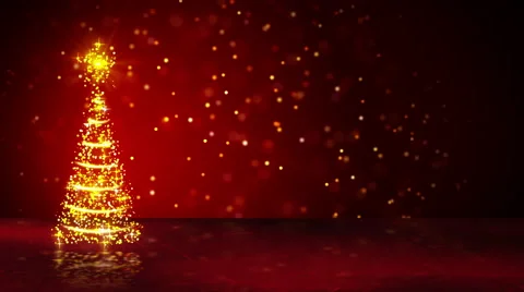 Orange christmas tree of glowing particles loop Stock Footage 41753749