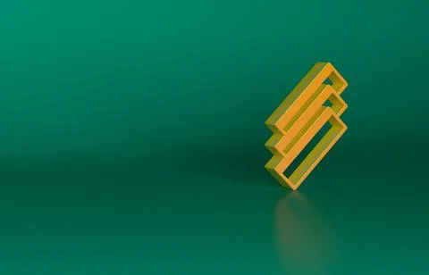 Orange Cigarette rolling papers pack icon isolated on green background Stock Illustration