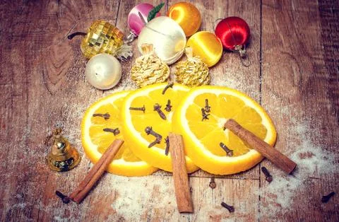 Orange with cinnamon. Foto stock