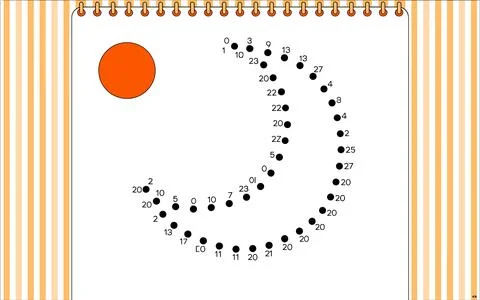 Orange circle and numbered dots on spiral notebook page Stock Illustration