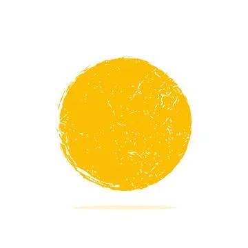 Orange circle brush stroke isolated on white background. Round grunge. Illustrazione stock