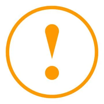 Orange circle exclamation mark icon warning sign Stock-Illustration