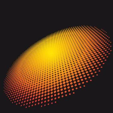 Orange circle of halftone on a dark background. Stock Illustration