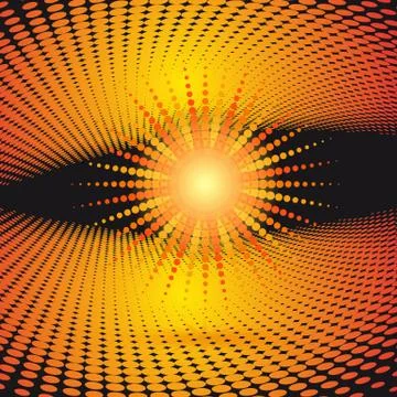 Orange circle of halftone on a dark background. Stock Illustration