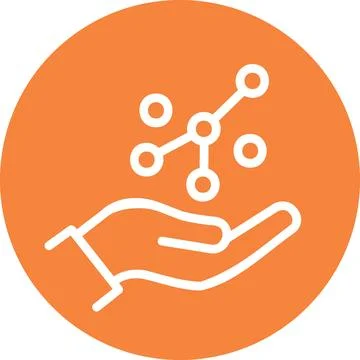 Orange Circle Hand Holding Molecule Icon Ilustración de archivo