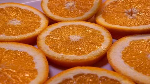 Orange circle table fruit fresh vegetarian vegan  Stock Photos