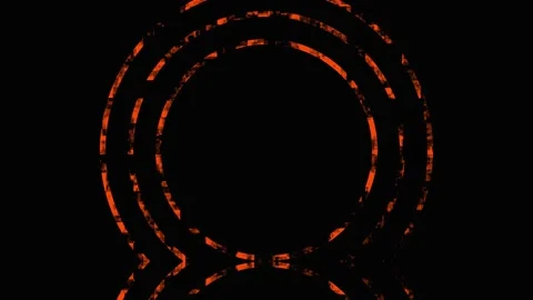 Orange Circular Abstract Patterns Evolving with Subtle Motion on Black Back.. Video stock 341720552