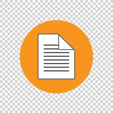 Orange Circular Document File Vector Icon with Folded Page Outline Stock Illustration