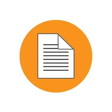 Orange Circular Document File Vector Icon with Folded Page Outline イラスト素材