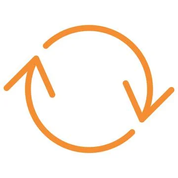 Orange circular double arrow outline for refresh or sync cycle. Stock Illustration