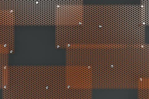 Orange circular grates on dark grey background Ilustración de archivo