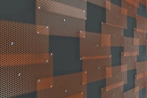 Orange circular grates on dark grey background Ilustración de archivo