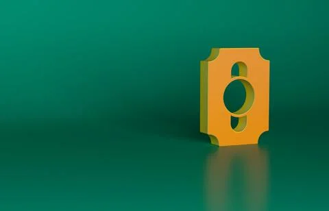 Orange Circus ticket icon isolated on green background. Amusement park Stockillustratie