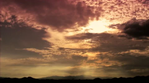 Orange cirrus stratus clouds on dark sky. Stock Footage 281851739