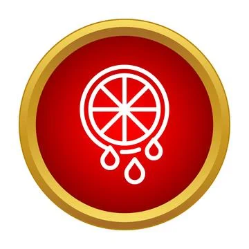 Orange citrus fruit slice dripping juice icon Stock Illustration